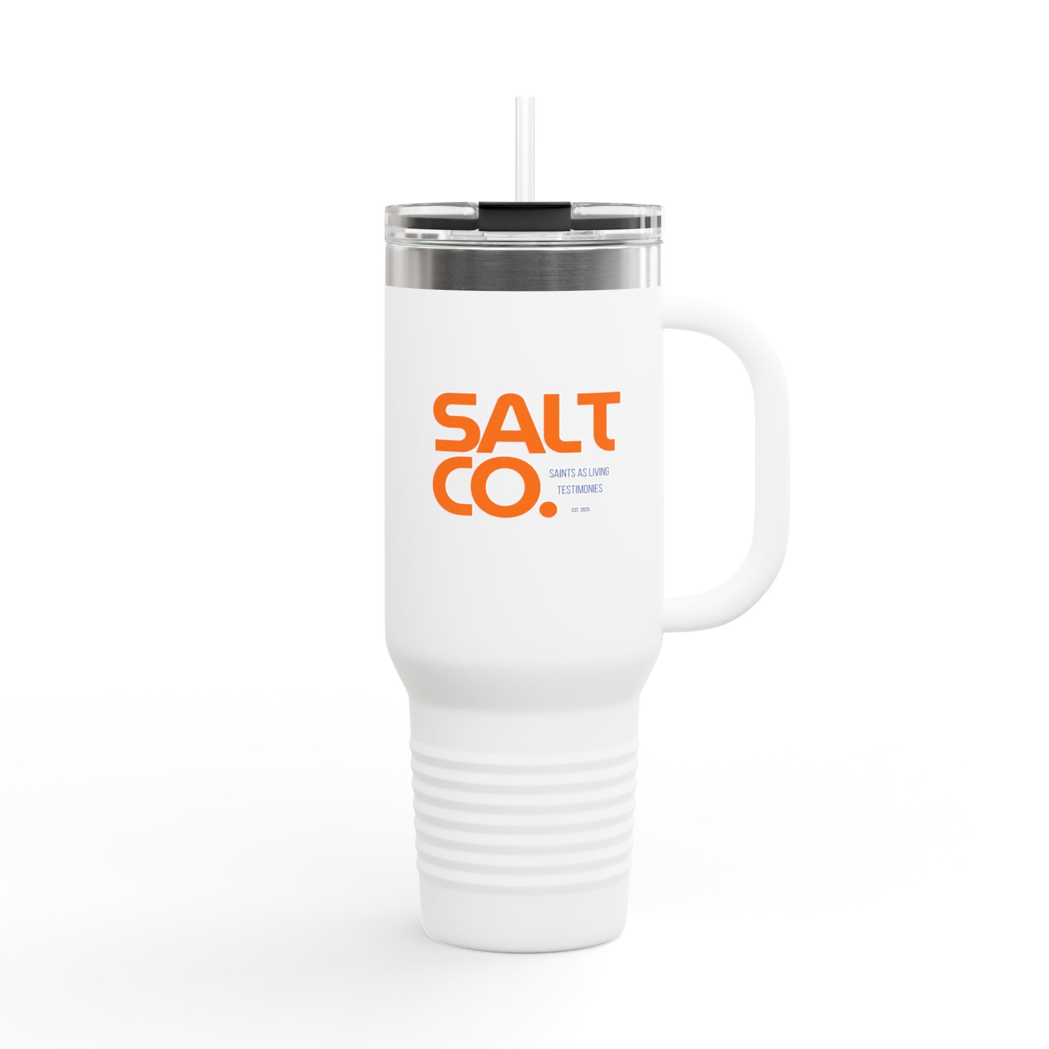 Insulated Travel Mug — 40oz Salt Co. Stainless Steel Tumbler with Straw & Handle