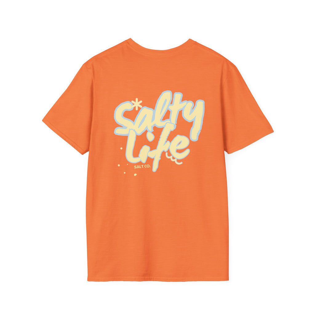 Salty Life Tee — "SALT CO." Minimal Front / Retro Yellow Script Back