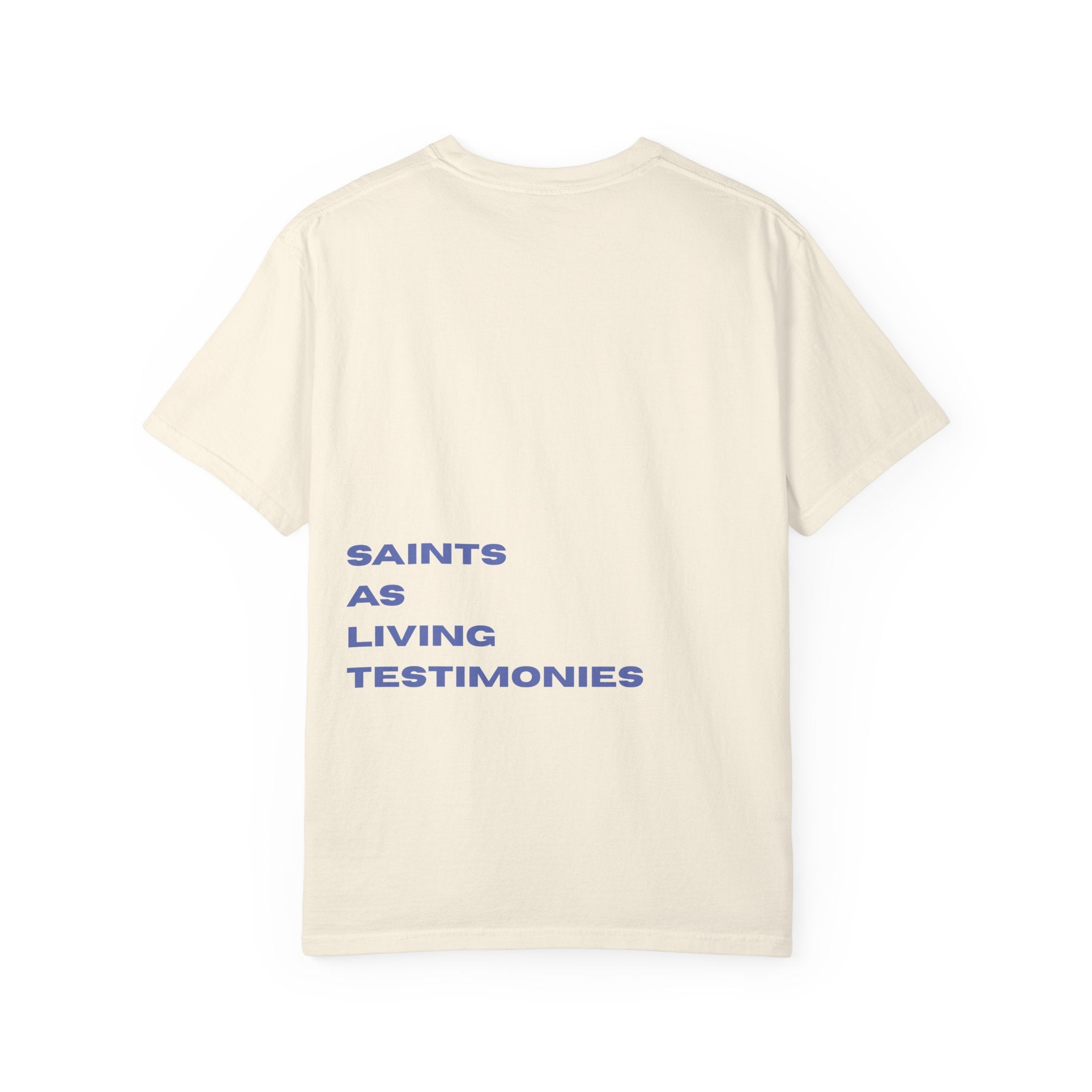 Salt Co. Minimalist Tee — "SAINTS AS LIVING TESTIMONIES" Back Print