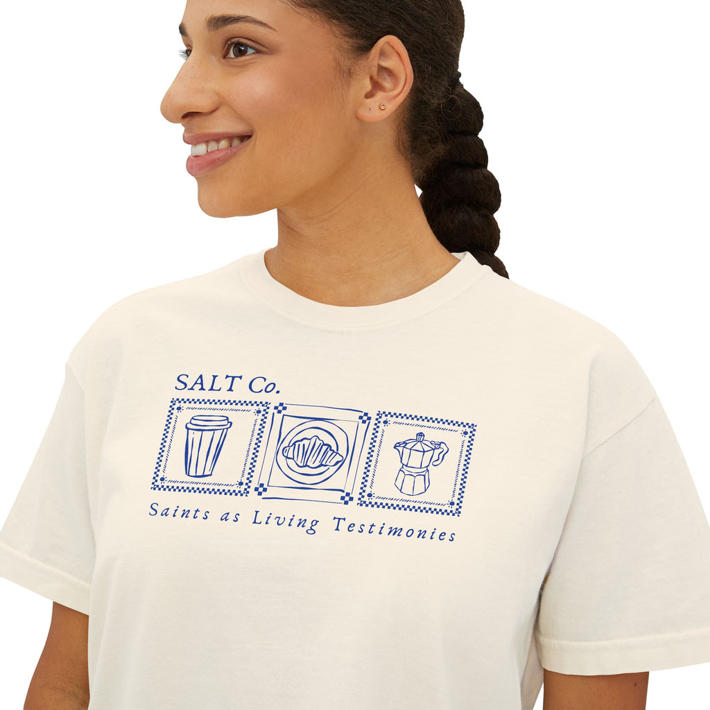 Coastal Coffee Boxy Tee — Women's Boxy Crop T-Shirt