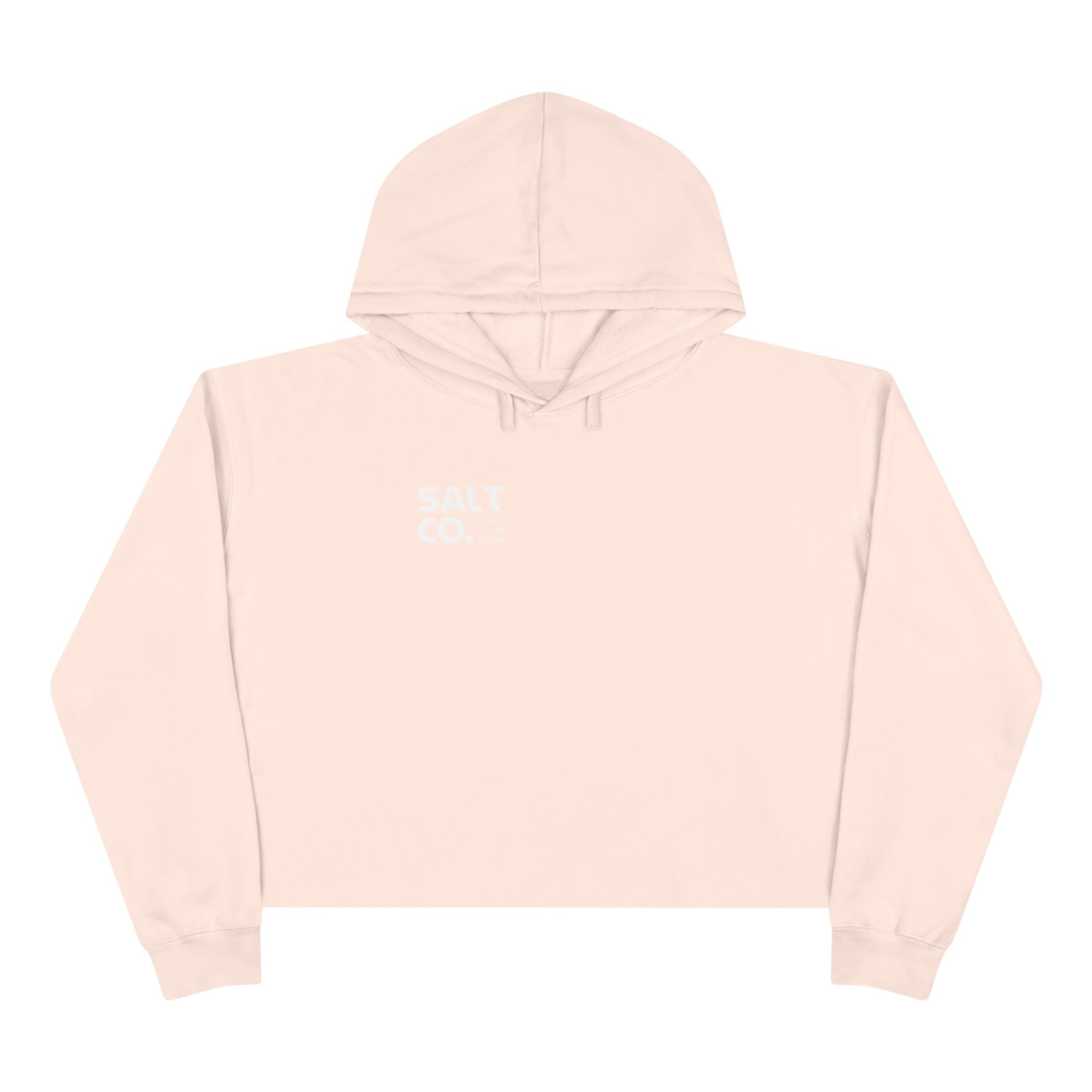 Cropped Hoodie — Minimal 'SALT CO.' Logo Crop Hoodie in Soft Blush