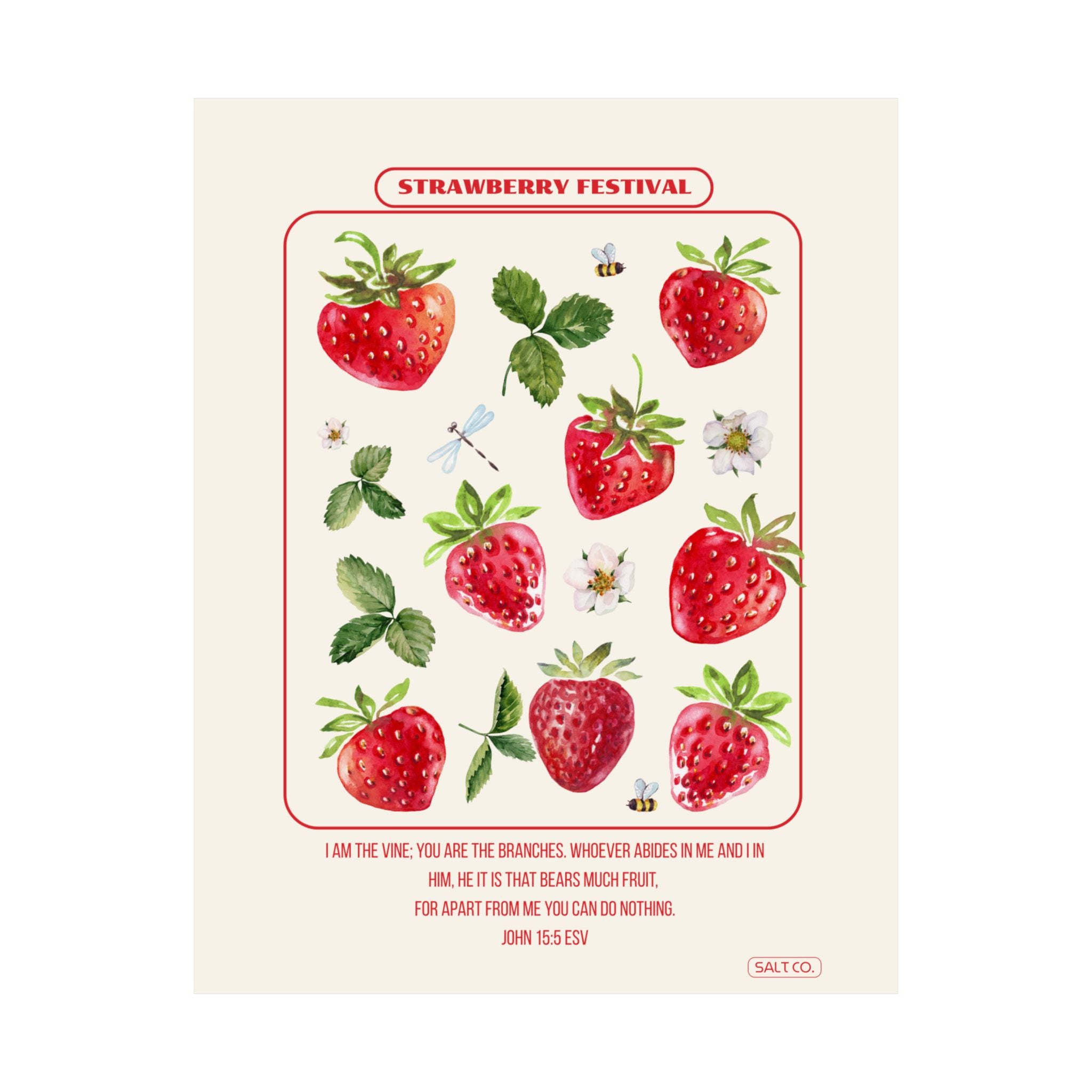 Strawberry Festival Poster — Matte Botanical Vertical Print