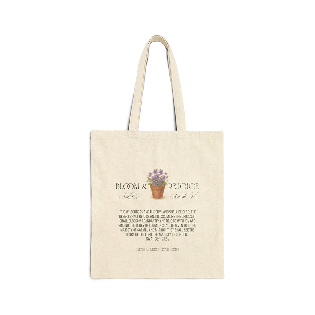 Tote Bag — 'Bloom & Rejoice' Floral Gardening Canvas Tote