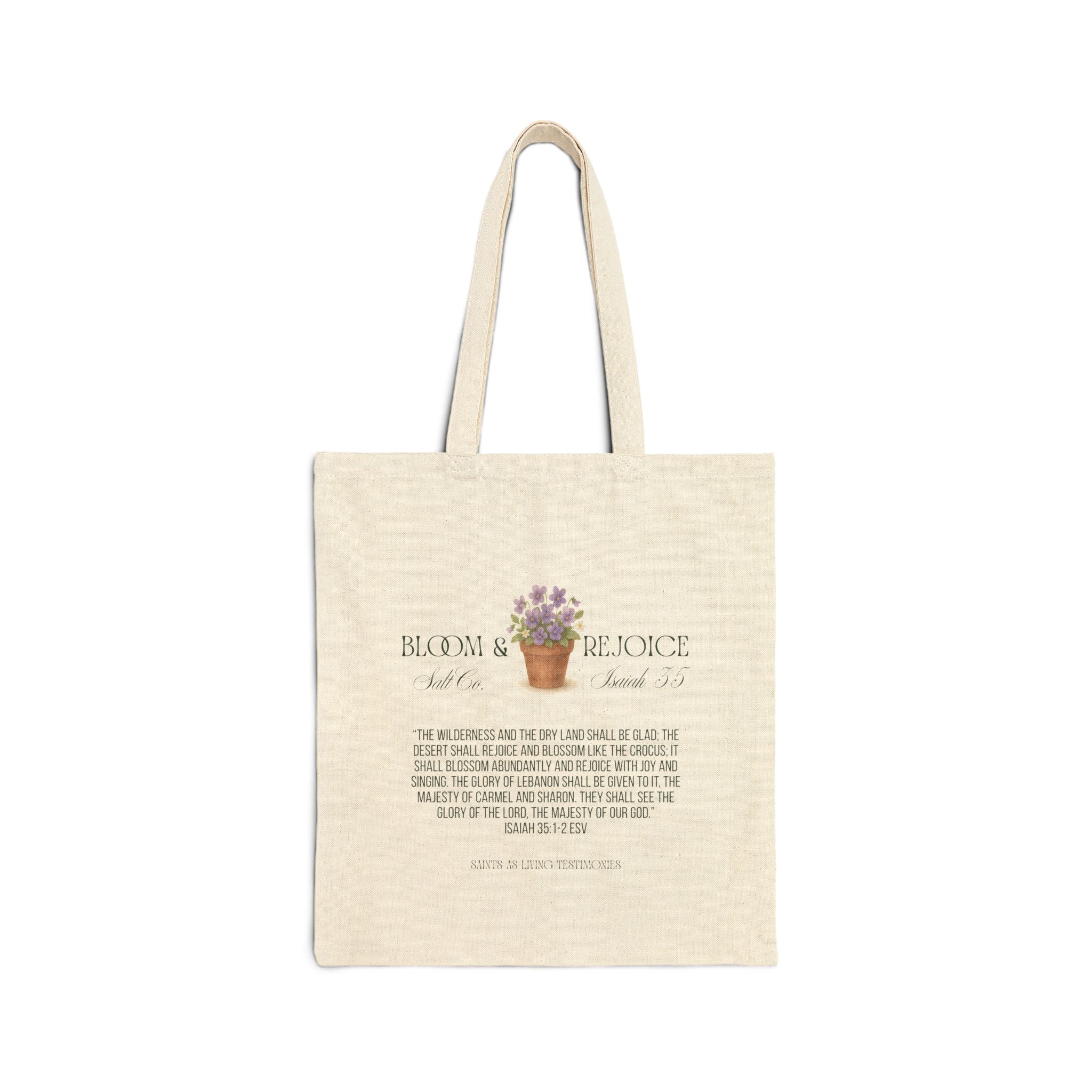 Tote Bag — 'Bloom & Rejoice' Floral Gardening Canvas Tote