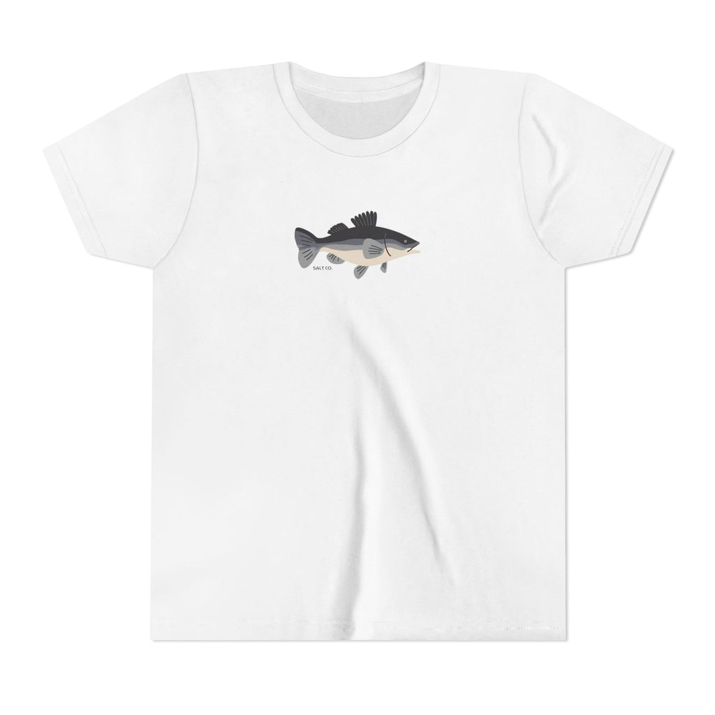 Youth T‑Shirt — Bass Fish Graphic with Matthew 4:19 Bible Verse Back