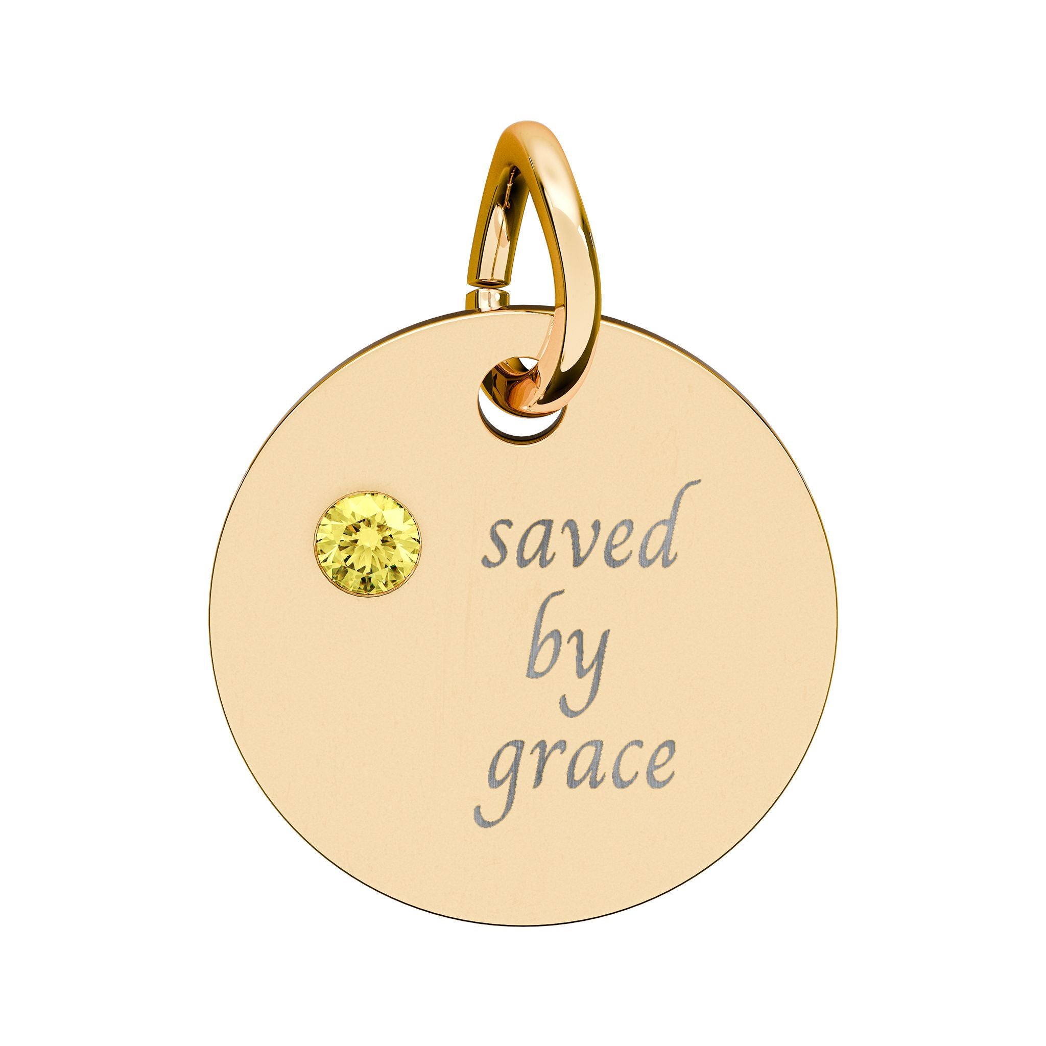 Birthstone — "saved by grace" Pendant