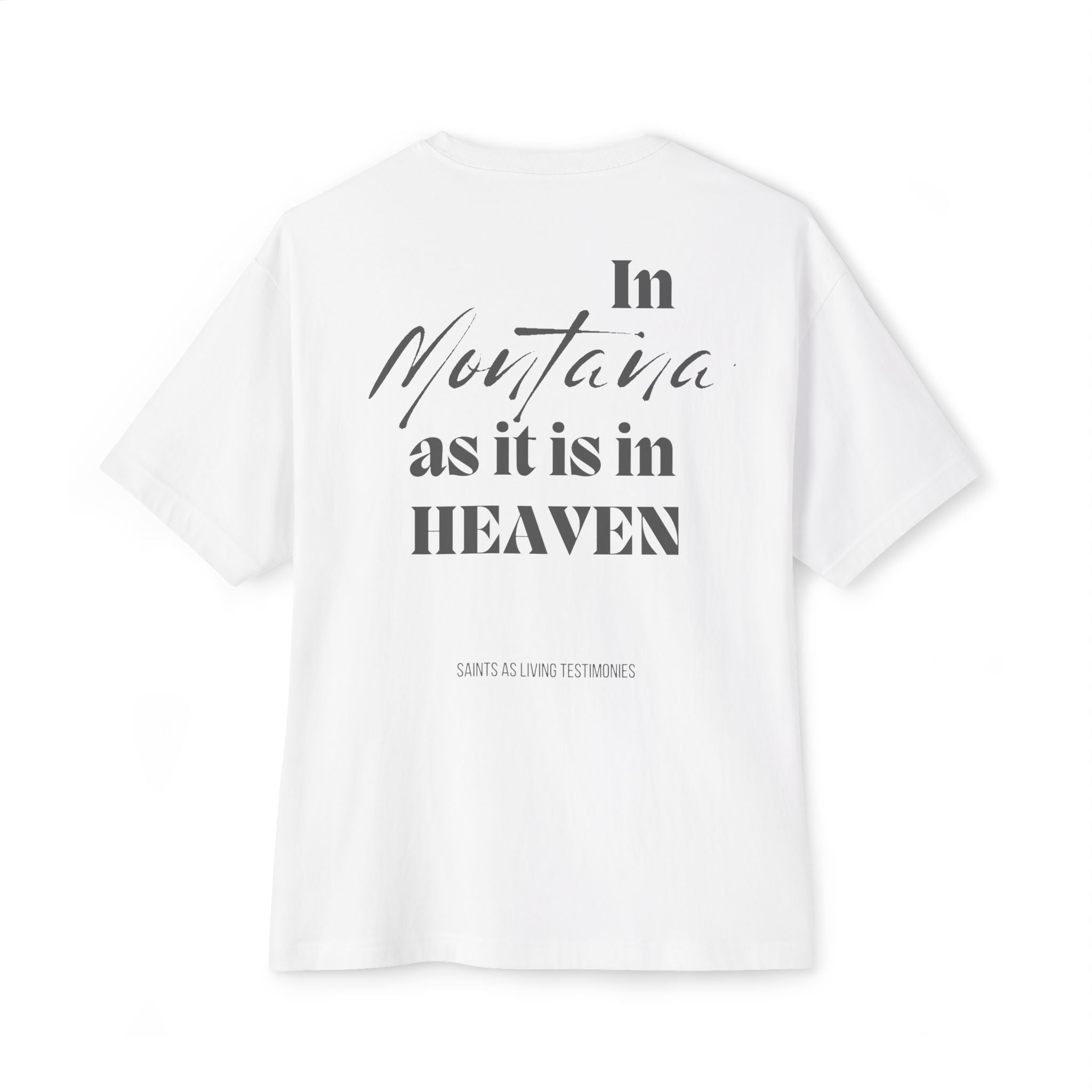 Boxy Tee — "In Montana as it is in Heaven" Minimalist Graphic