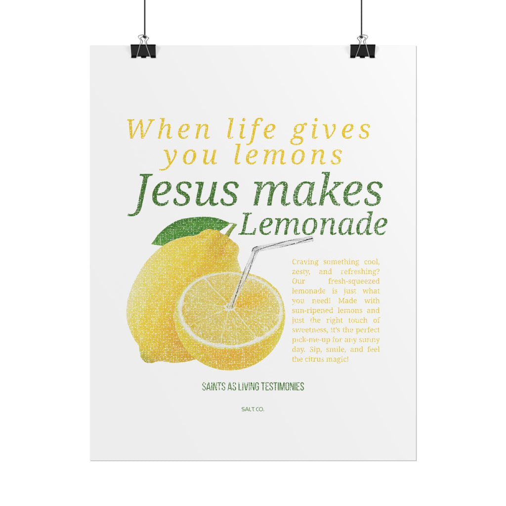 Rolled Poster — "When Life Gives You Lemons, Jesus Makes Lemonade" Inspirational Christian Wall Art