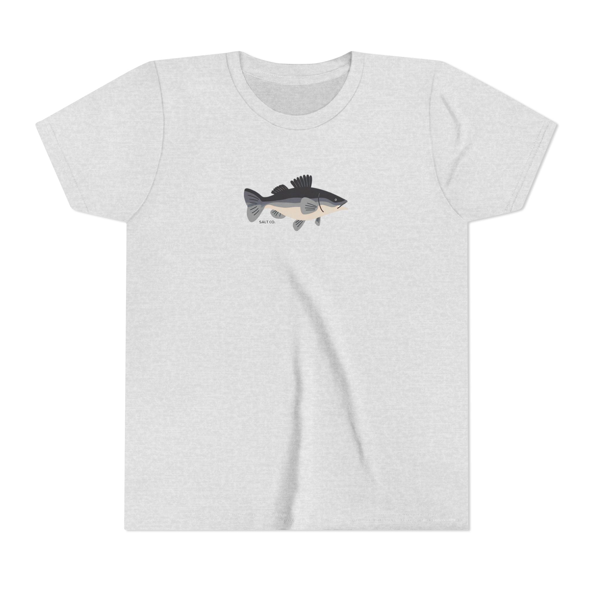 Youth T‑Shirt — Bass Fish Graphic with Matthew 4:19 Bible Verse Back