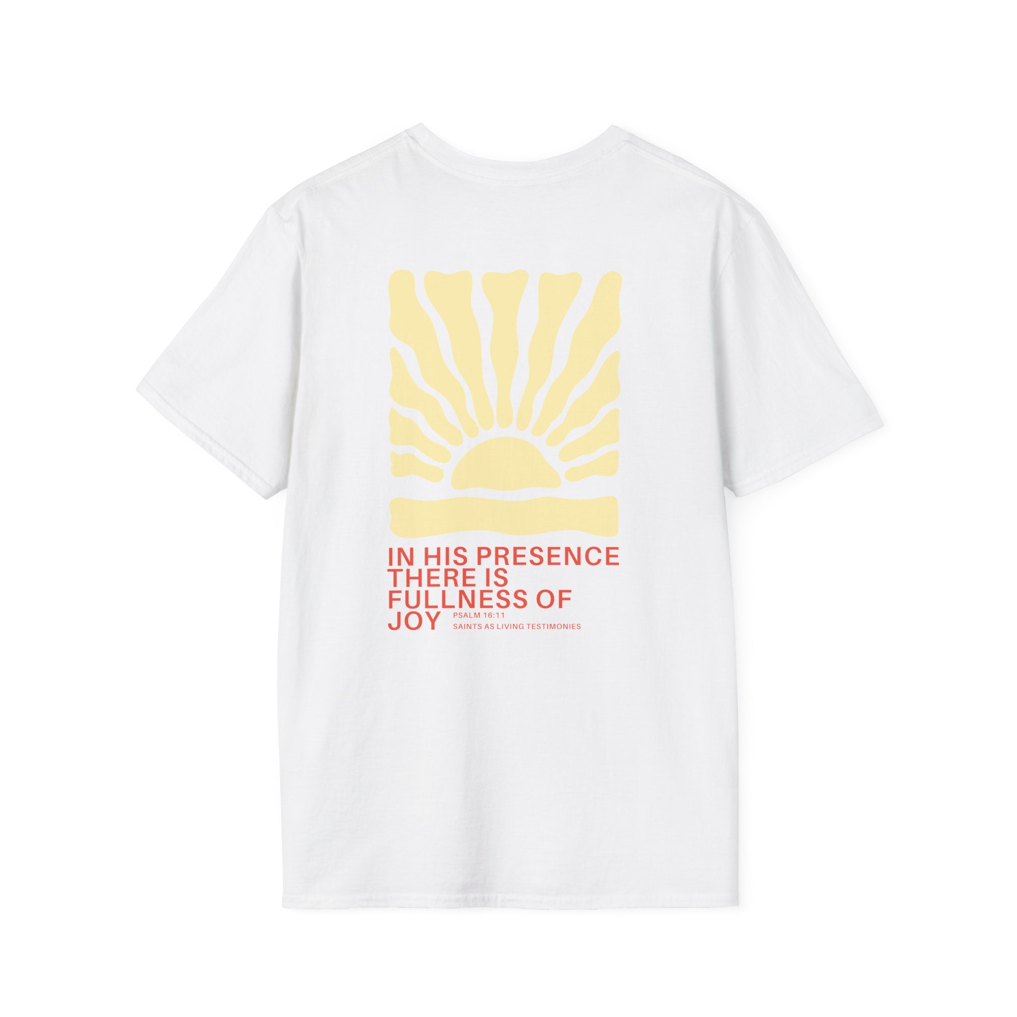 Christian Sunburst T-Shirt — “In His Presence There Is Fullness of Joy” Graphic Tee