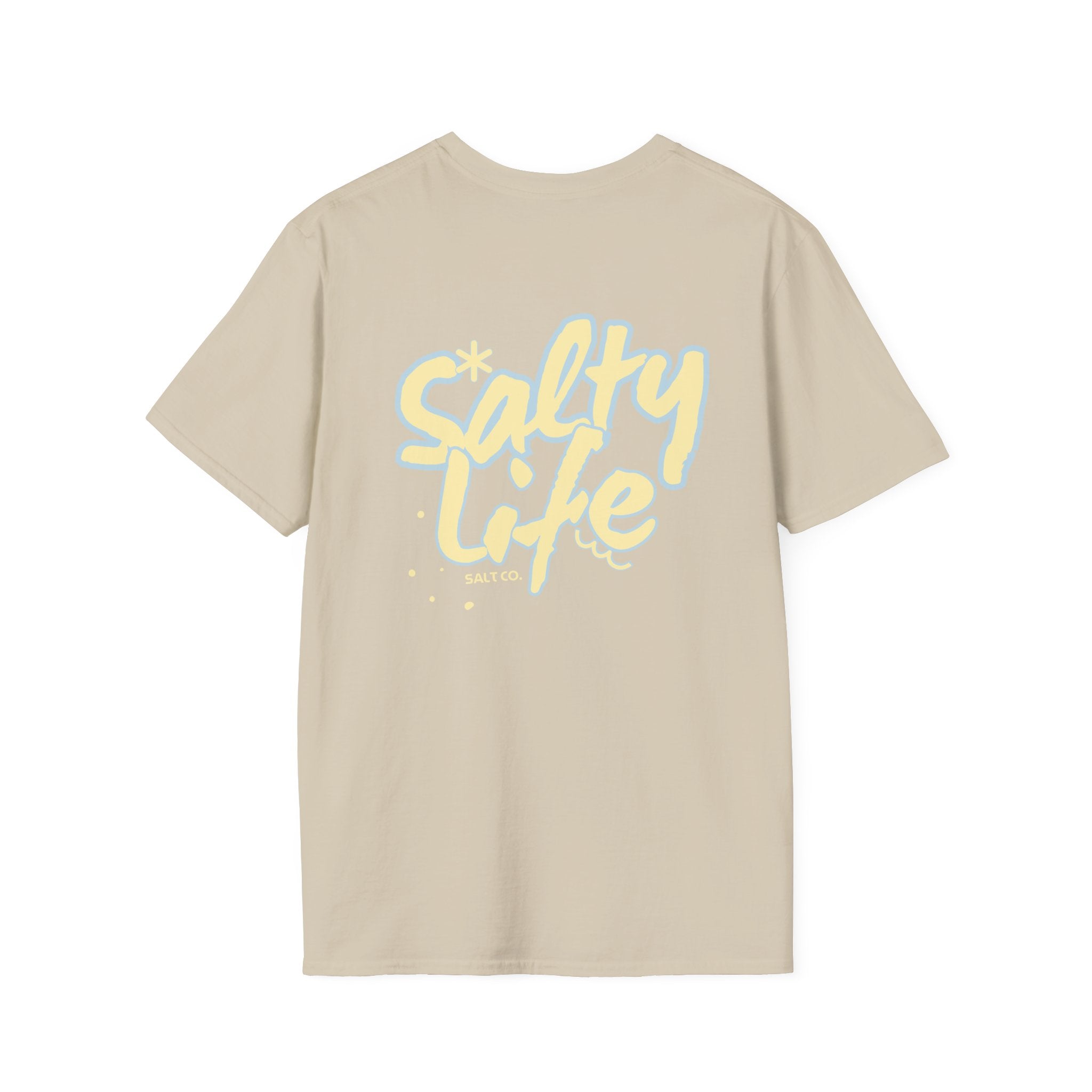 Salty Life Tee — "SALT CO." Minimal Front / Retro Yellow Script Back