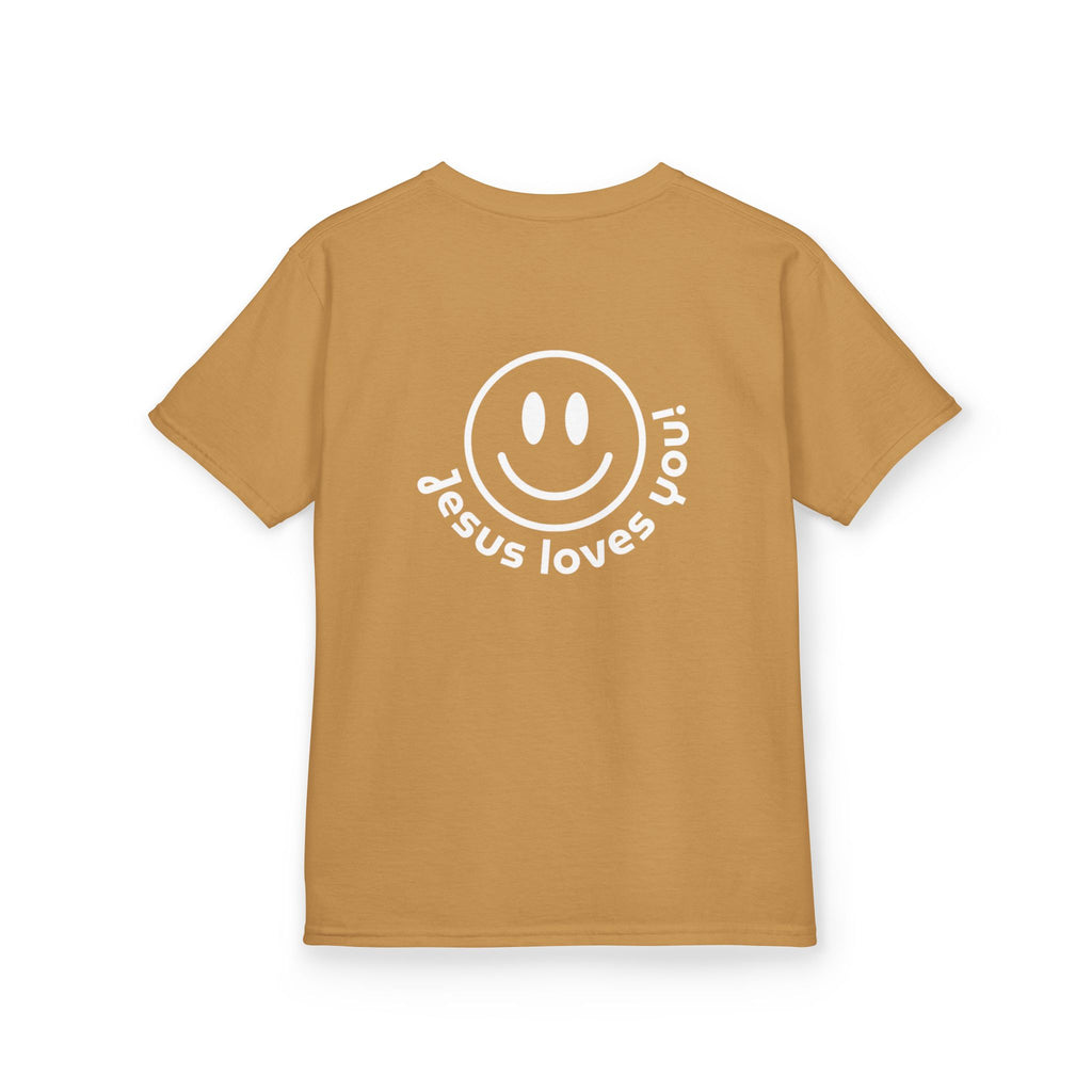 Kids T‑Shirt — "Jesus Loves You" Smiley Tee (Salt Co.)
