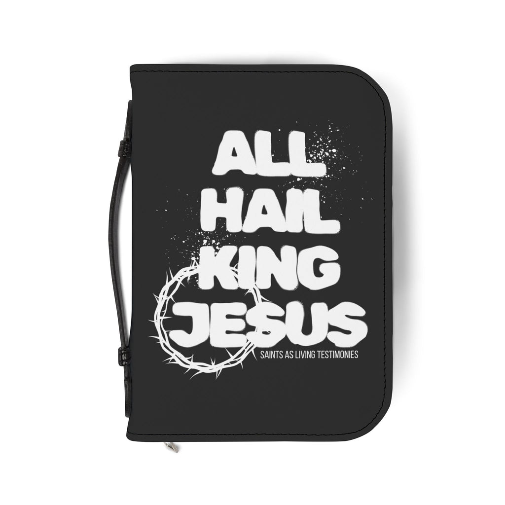 Bible Cover — "All Hail King Jesus" Zippered Bible Case, Christian Worship Gift
